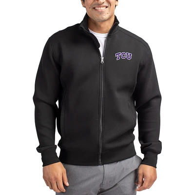Men's Cutter & Buck Black TCU Horned Frogs Roam Eco Recycled Full-Zip Jacket
