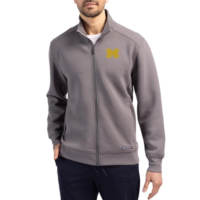 Men's Cutter & Buck Gray Michigan Wolverines Roam Eco Recycled Full-Zip Jacket