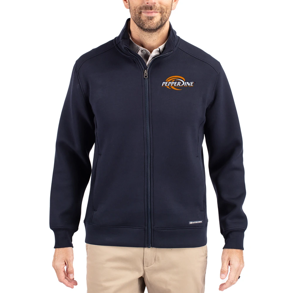 Men's Cutter & Buck Navy Pepperdine Waves Roam Eco Recycled Full-Zip Jacket