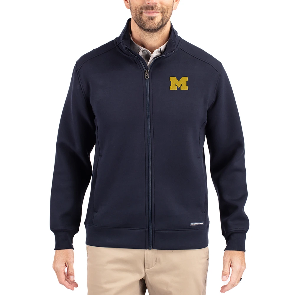 Men's Cutter & Buck Navy Michigan Wolverines Roam Eco Recycled Full-Zip Jacket
