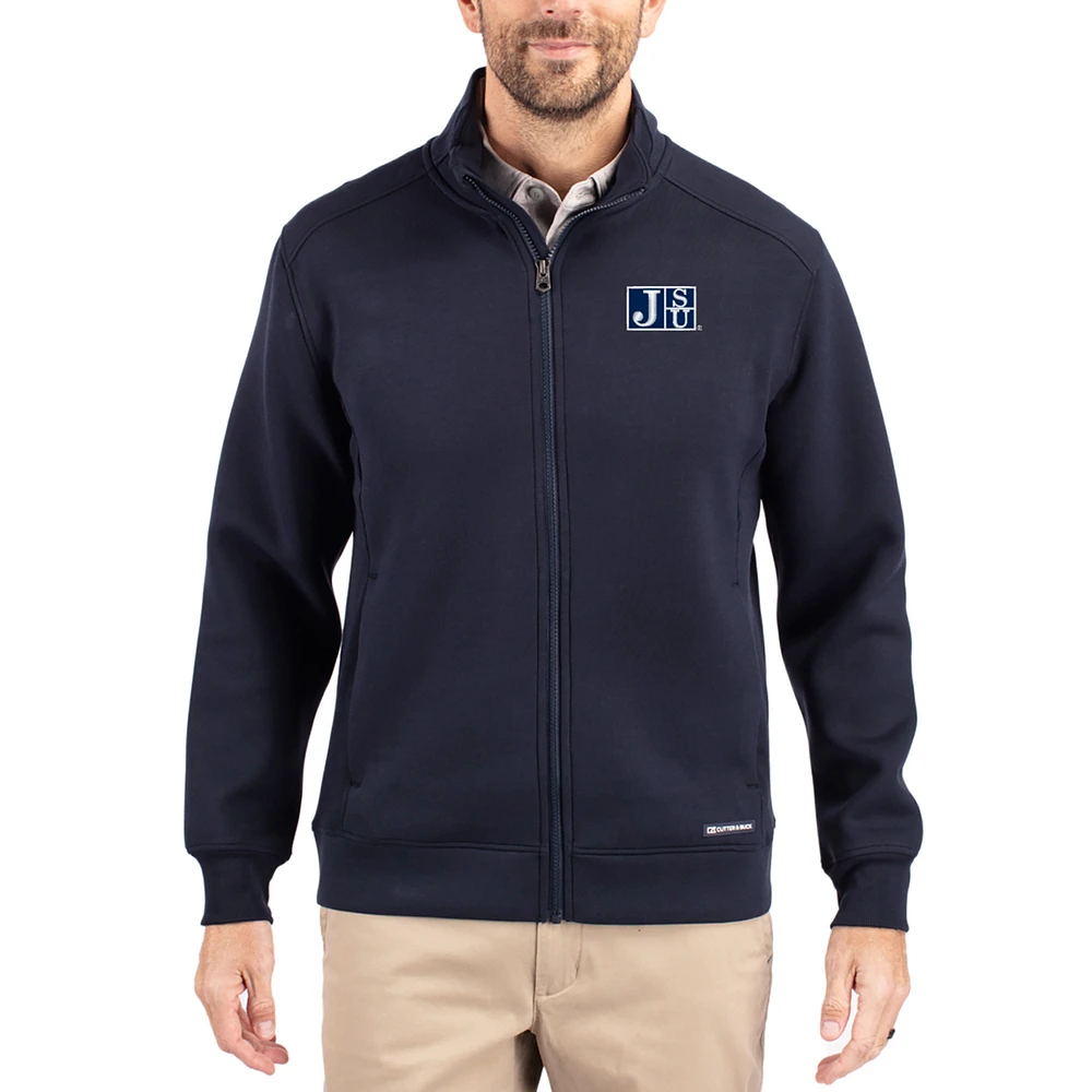 Men's Cutter & Buck Navy Jackson State Tigers Roam Eco Recycled Full-Zip Jacket