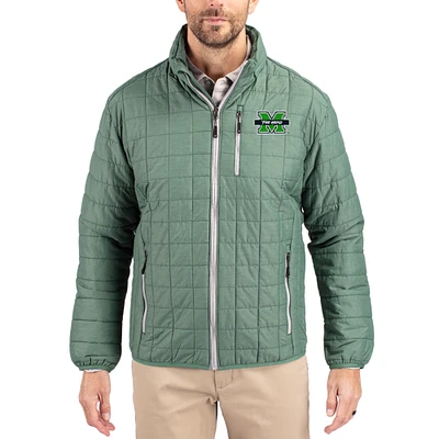 Men's Cutter & Buck Hunter Green Marshall Thundering Herd Rainier Eco Insulated PrimaLoft Full-Zip Puffer Jacket