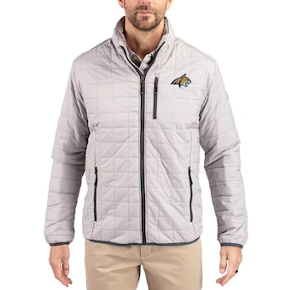 Men's Cutter & Buck Gray Montana State Bobcats Rainier Eco Insulated PrimaLoft Full-Zip Puffer Jacket