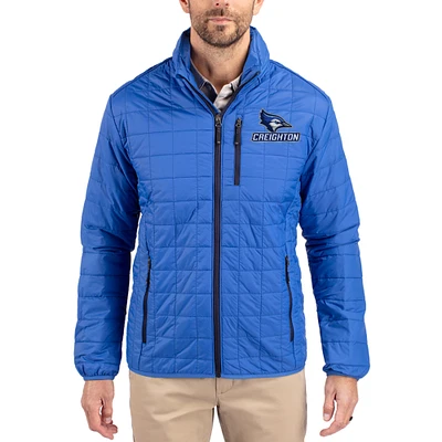 Men's Cutter & Buck Royal Creighton Bluejays Rainier Eco Insulated PrimaLoft Full-Zip Puffer Jacket