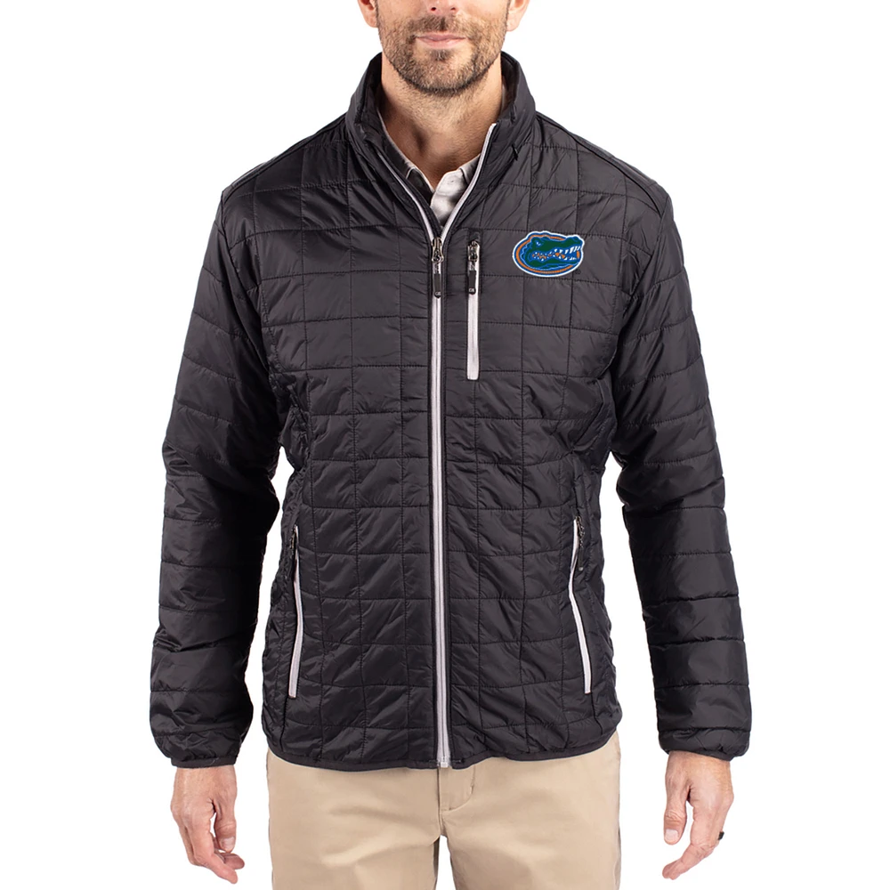 Men's Cutter & Buck Black Florida Gators Rainier Eco Insulated PrimaLoft Full-Zip Puffer Jacket