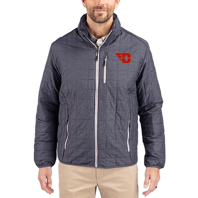 Men's Cutter & Buck Anthracite Dayton Flyers Rainier Eco Insulated PrimaLoft Full-Zip Puffer Jacket