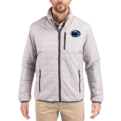 Men's Cutter & Buck Gray Penn State Nittany Lions Rainier Eco Insulated PrimaLoft Full-Zip Puffer Jacket