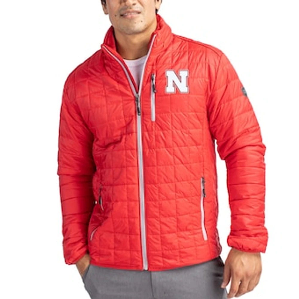 Men's Cutter & Buck Scarlet Nebraska Huskers Rainier Eco Insulated PrimaLoft Full-Zip Puffer Jacket