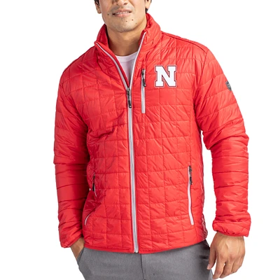 Men's Cutter & Buck Scarlet Nebraska Huskers Rainier Eco Insulated PrimaLoft Full-Zip Puffer Jacket