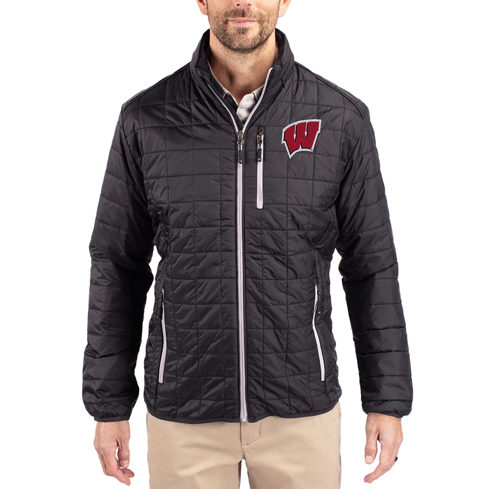 Men's Cutter & Buck Wisconsin Badgers Rainier Eco Insulated PrimaLoft Full-Zip Puffer Jacket