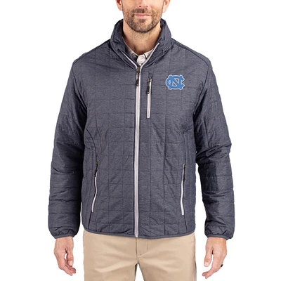 Men's Cutter & Buck Anthracite North Carolina Tar Heels Rainier Eco Insulated PrimaLoft Full-Zip Puffer Jacket