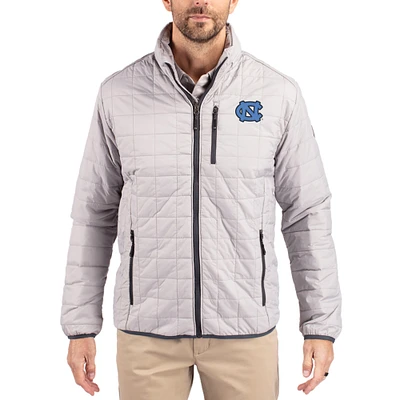Men's Cutter & Buck Gray North Carolina Tar Heels Rainier Eco Insulated PrimaLoft Full-Zip Puffer Jacket