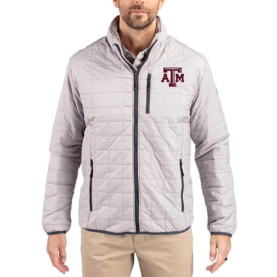 Men's Cutter & Buck Gray Texas A&M Aggies Rainier Eco Insulated PrimaLoft Full-Zip Puffer Jacket