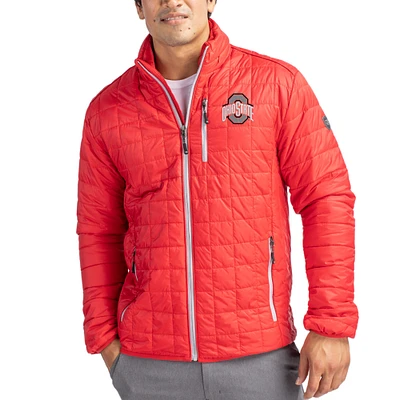 Men's Cutter & Buck Scarlet Ohio State Buckeyes Rainier Eco Insulated PrimaLoft Full-Zip Puffer Jacket