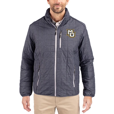 Men's Cutter & Buck Anthracite Marquette Golden Eagles Rainier Eco Insulated PrimaLoft Full-Zip Puffer Jacket