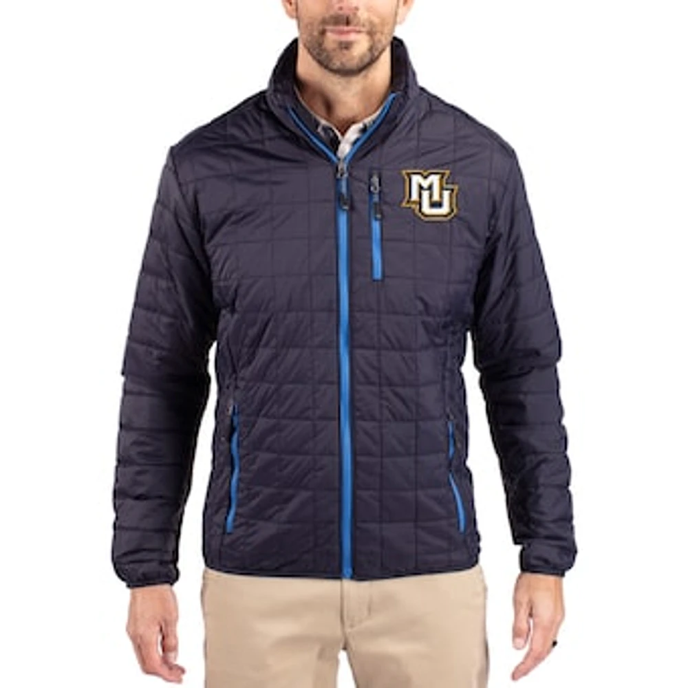 Men's Cutter & Buck Navy Marquette Golden Eagles Rainier Eco Insulated PrimaLoft Full-Zip Puffer Jacket