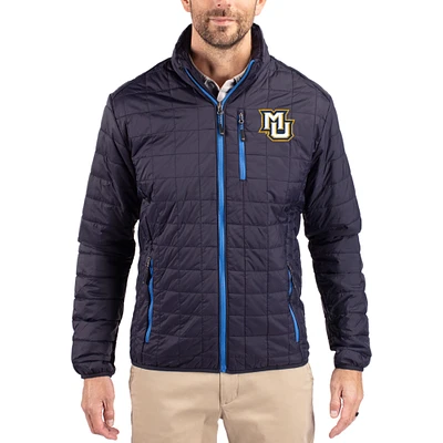 Men's Cutter & Buck Navy Marquette Golden Eagles Rainier Eco Insulated PrimaLoft Full-Zip Puffer Jacket
