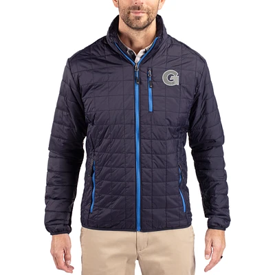 Men's Cutter & Buck Navy Georgetown Hoyas Rainier Eco Insulated PrimaLoft Full-Zip Puffer Jacket
