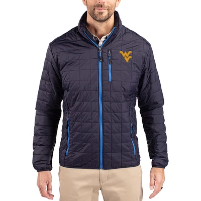 Men's Cutter & Buck Navy West Virginia Mountaineers Rainier Eco Insulated PrimaLoft Full-Zip Puffer Jacket