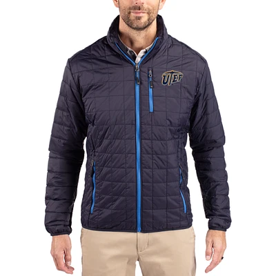 Men's Cutter & Buck Navy UTEP Miners Rainier Eco Insulated PrimaLoft Full-Zip Puffer Jacket