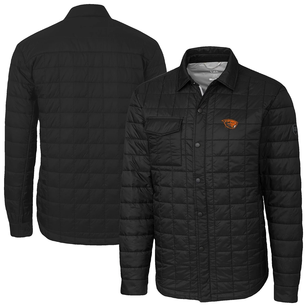 Men's Cutter & Buck Black Oregon State Beavers Ranier Eco Insulated PrimaLoft Full-Snap Shacket