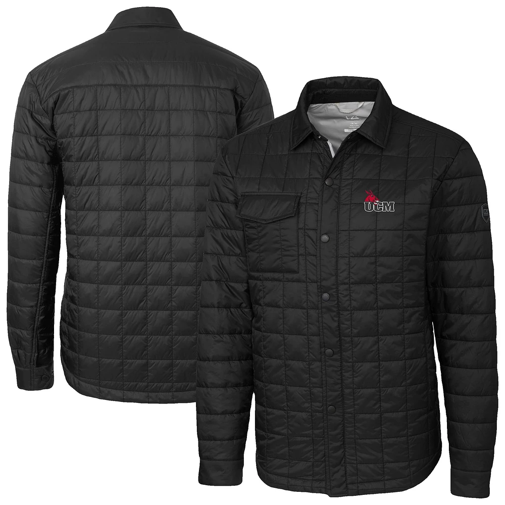 Men's Cutter & Buck Black Central Missouri Mules Ranier Eco Insulated PrimaLoft Full-Snap Shacket