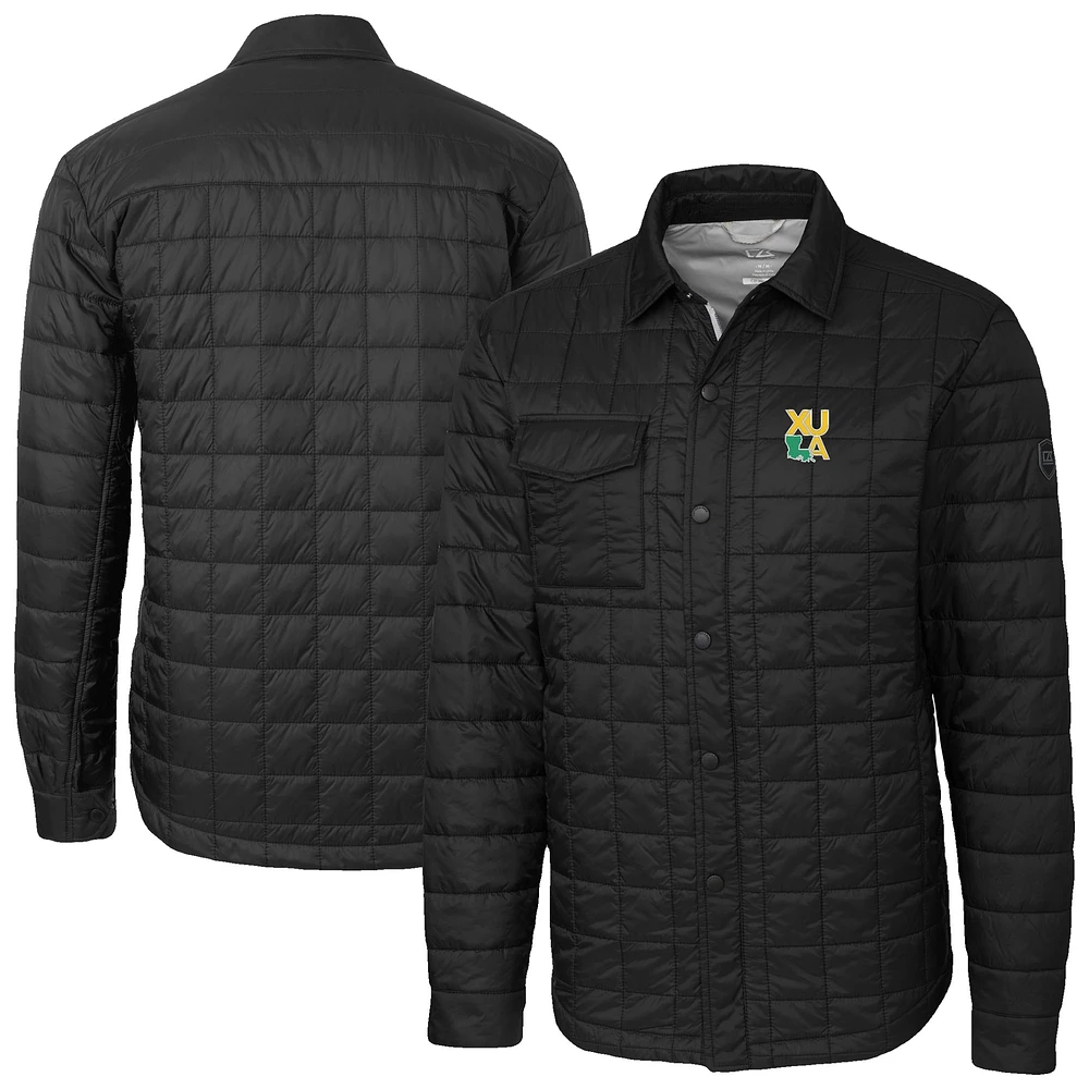 Men's Cutter & Buck Black Xavier University of Louisiana Gold Rush Ranier Eco Insulated PrimaLoft Full-Snap Shacket
