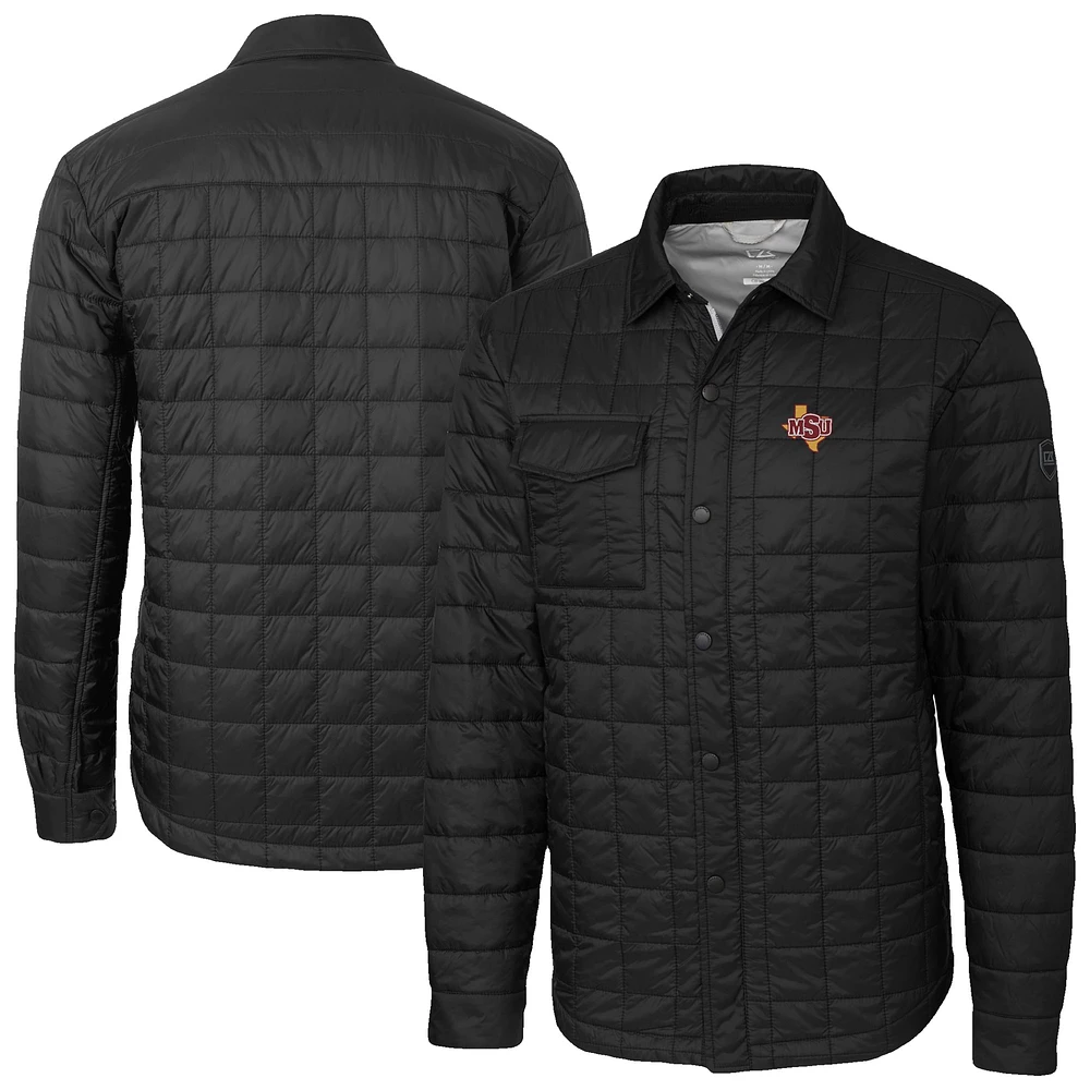 Men's Cutter & Buck Black Midwestern State Mustangs Ranier Eco Insulated PrimaLoft Full-Snap Shacket