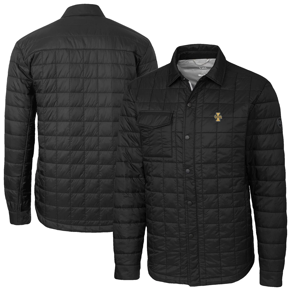 Men's Cutter & Buck Black Idaho Vandals Ranier Eco Insulated PrimaLoft Full-Snap Shacket