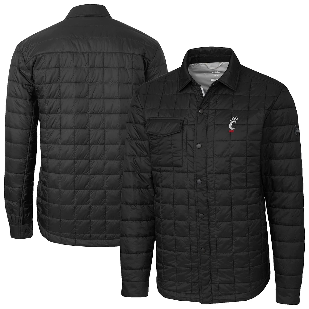 Men's Cutter & Buck Black Cincinnati Bearcats Ranier Eco Insulated PrimaLoft Full-Snap Shacket