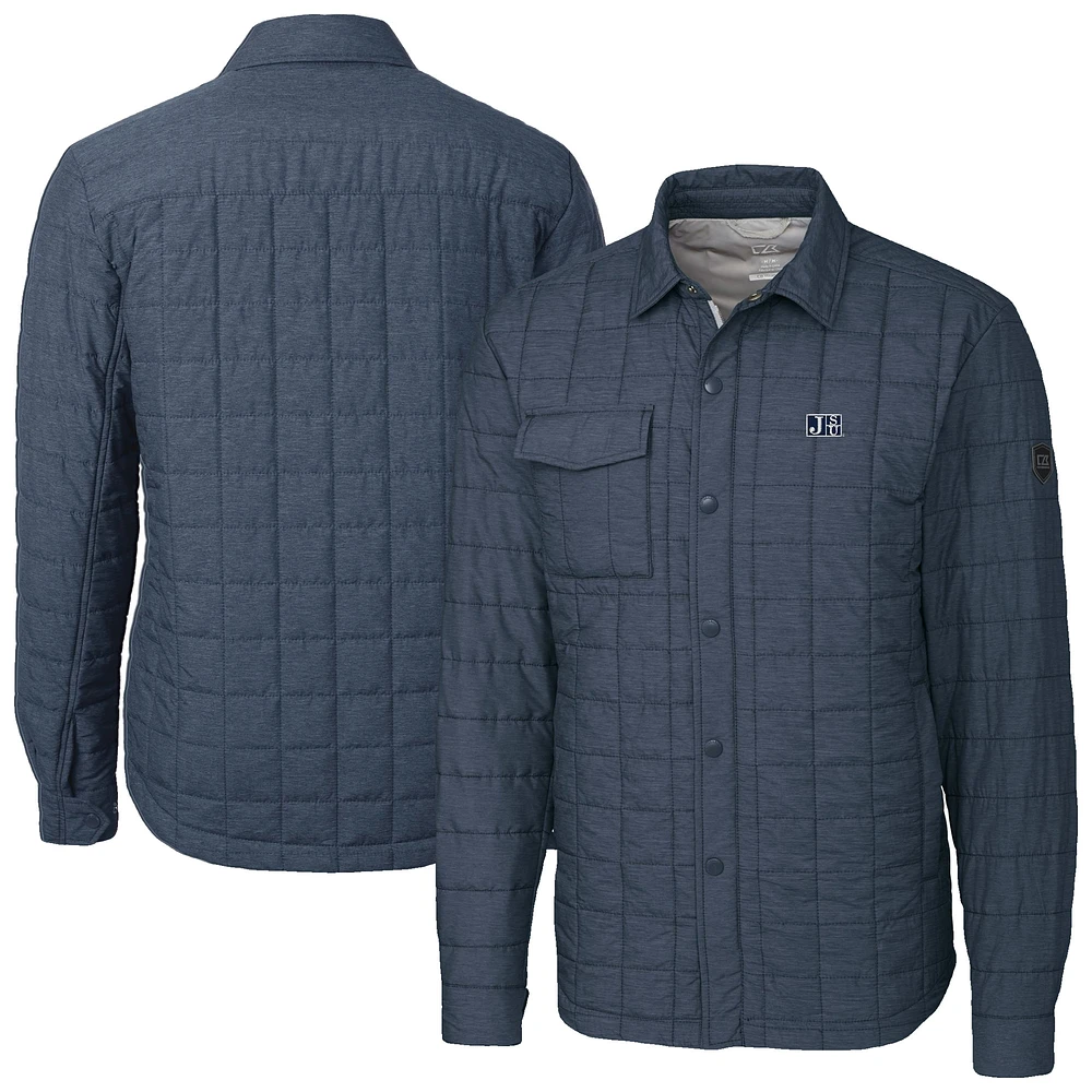 Men's Cutter & Buck Anthracite Jackson State Tigers Ranier Eco Insulated PrimaLoft Full-Snap Shacket