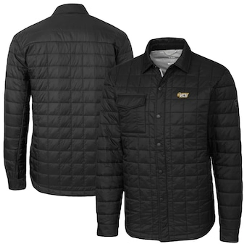 Men's Cutter & Buck Black VCU Rams Ranier Eco Insulated PrimaLoft Full-Snap Shacket