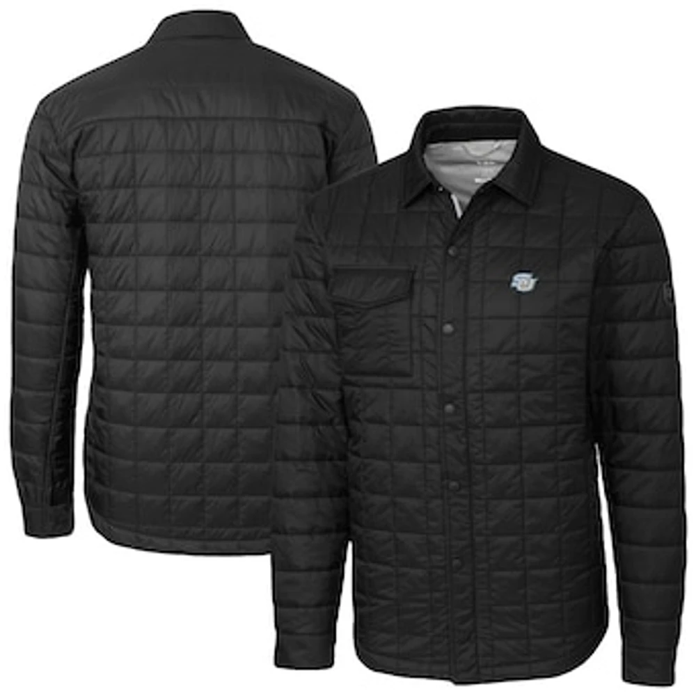 Men's Cutter & Buck Black Southern University Jaguars Ranier Eco Insulated PrimaLoft Full-Snap Shacket