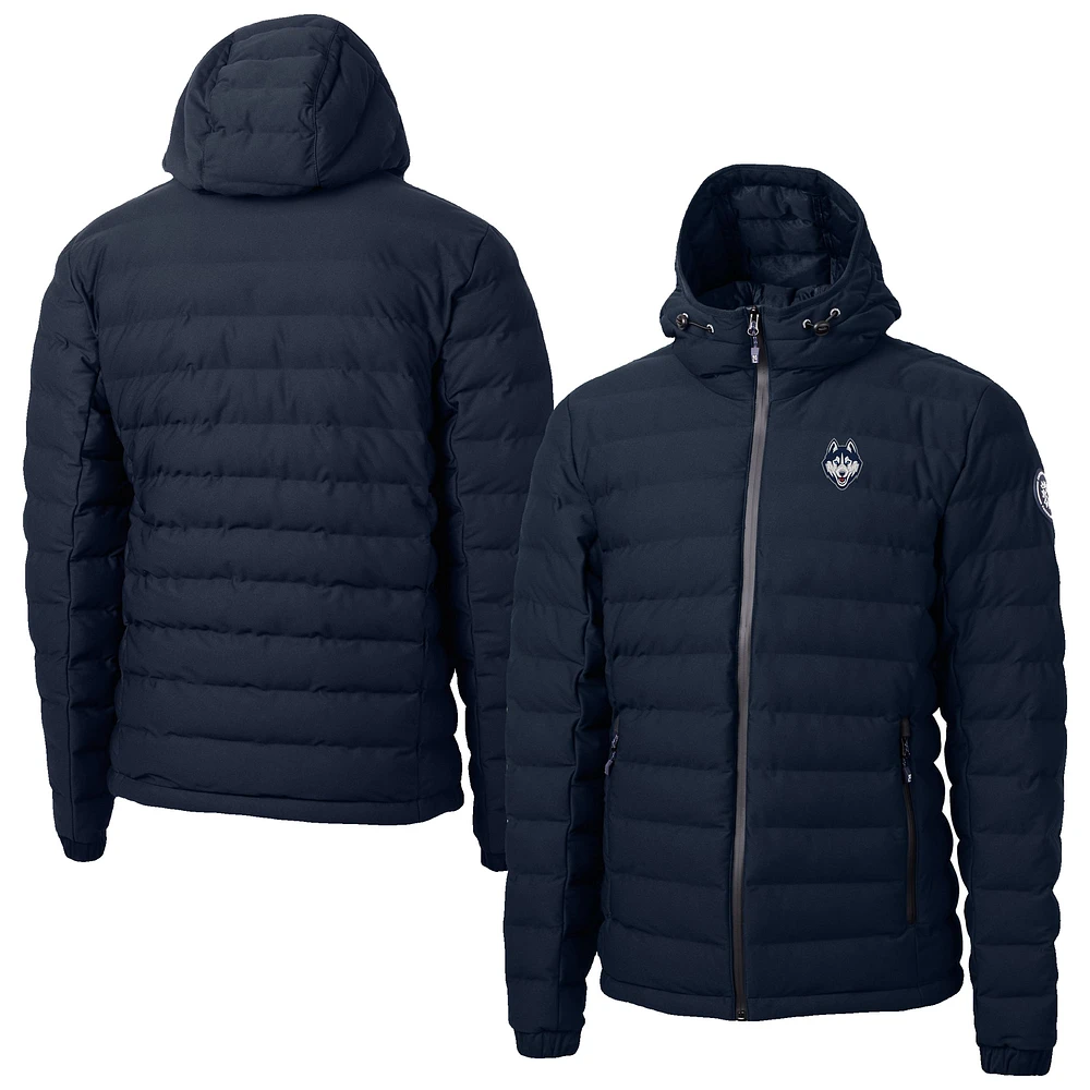 Men's Cutter & Buck Navy UConn Huskies Mission Ridge Eco Insulated Repreve Hooded Full-Zip Puffer Jacket