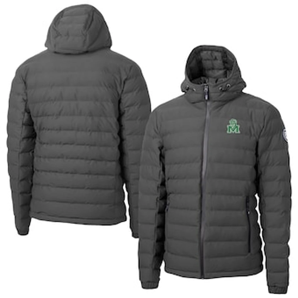 Men's Cutter & Buck Marshall Thundering Herd Mission Ridge Eco Insulated Repreve Hooded Full-Zip Puffer Jacket