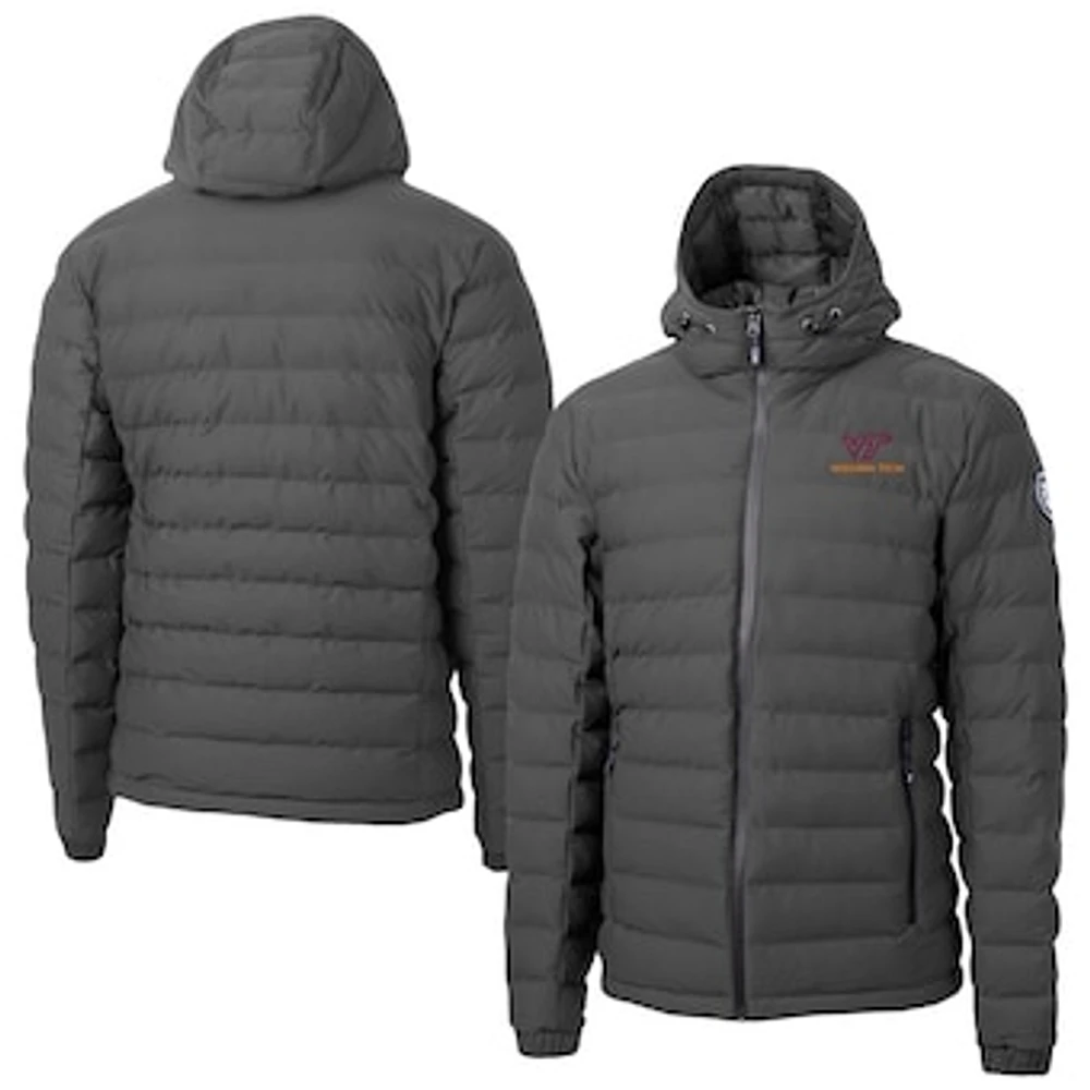 Men's Cutter & Buck Gray Virginia Tech Hokies Mission Ridge Eco Insulated Repreve Hooded Full-Zip Puffer Jacket