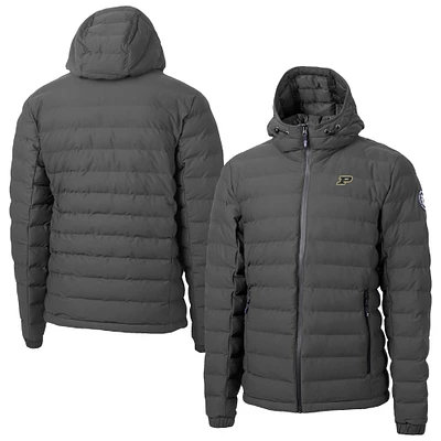 Men's Cutter & Buck Gray Purdue Boilermakers Mission Ridge Eco Insulated Repreve Hooded Full-Zip Puffer Jacket