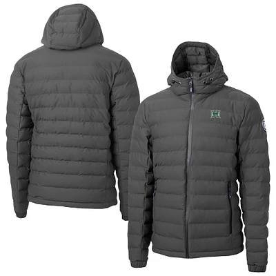 Men's Cutter & Buck Gray Hawaii Rainbow Warriors Mission Ridge Eco Insulated Repreve Hooded Full-Zip Puffer Jacket