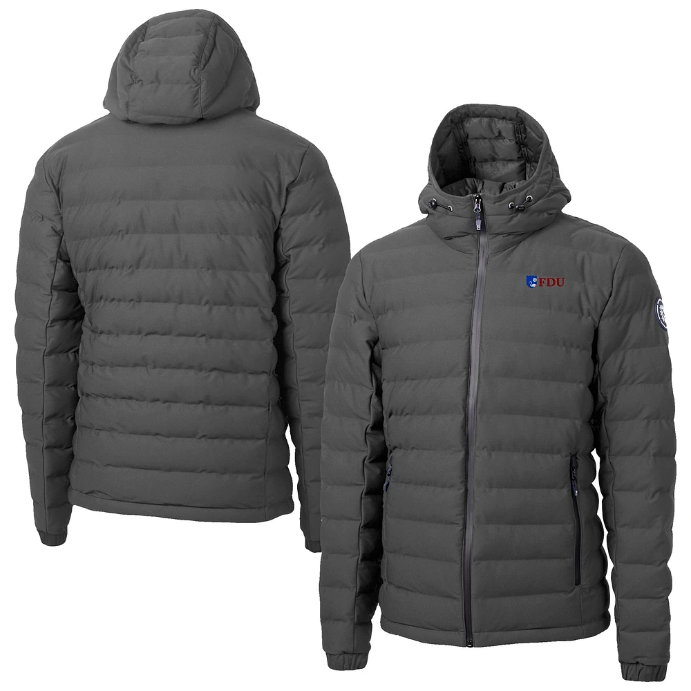 Men's Cutter & Buck Gray Fairleigh Dickinson Knights Mission Ridge Eco Insulated Repreve Hooded Full-Zip Puffer Jacket