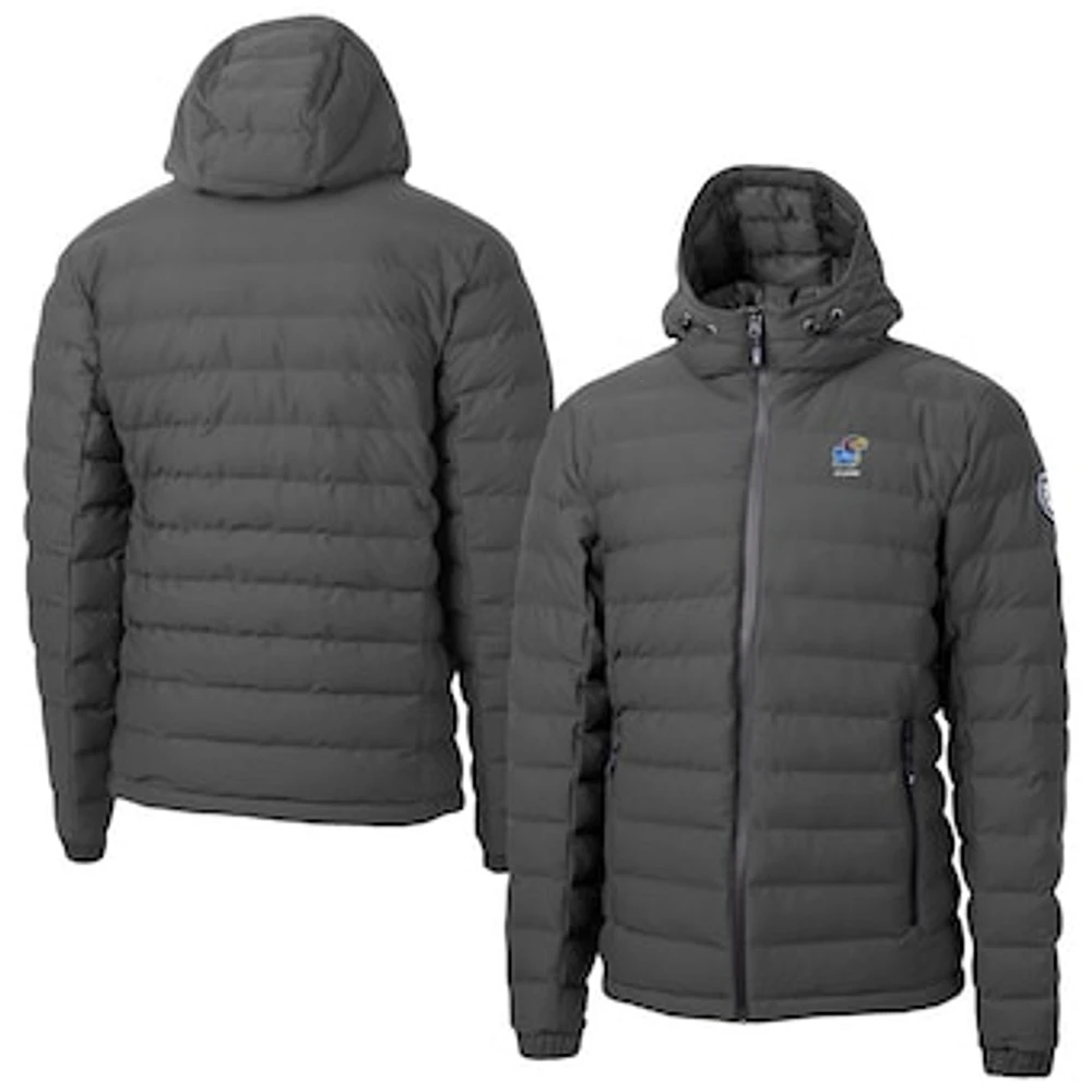 Men's Cutter & Buck Gray Kansas Jayhawks Mission Ridge Eco Insulated Repreve Hooded Full-Zip Puffer Jacket