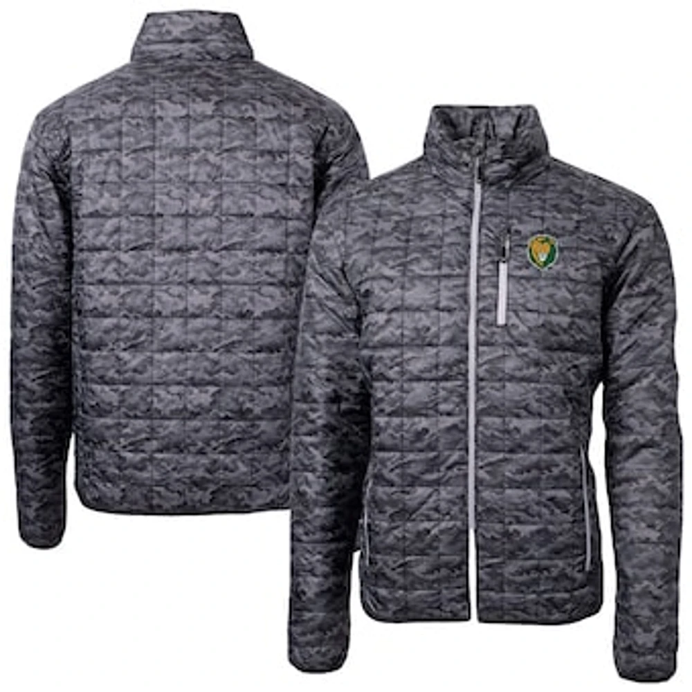 Men's Cutter & Buck Black Southeastern Louisiana Lions Rainier Eco Insulated Camo PrimaLoft Full-Zip Puffer Jacket