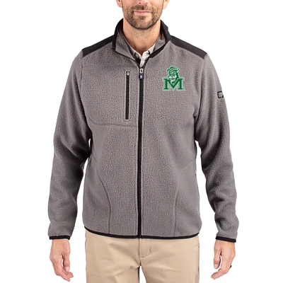 Men's Cutter & Buck Marshall Thundering Herd Cascade Eco Fleece Full-Zip Jacket