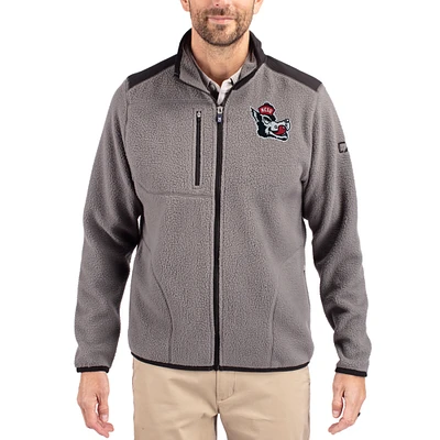 Men's Cutter & Buck Gray NC State Wolfpack Cascade Eco Fleece Full-Zip Jacket