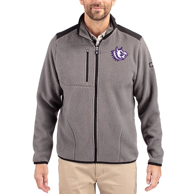 Men's Cutter & Buck Gray TCU Horned Frogs Cascade Eco Fleece Full-Zip Jacket