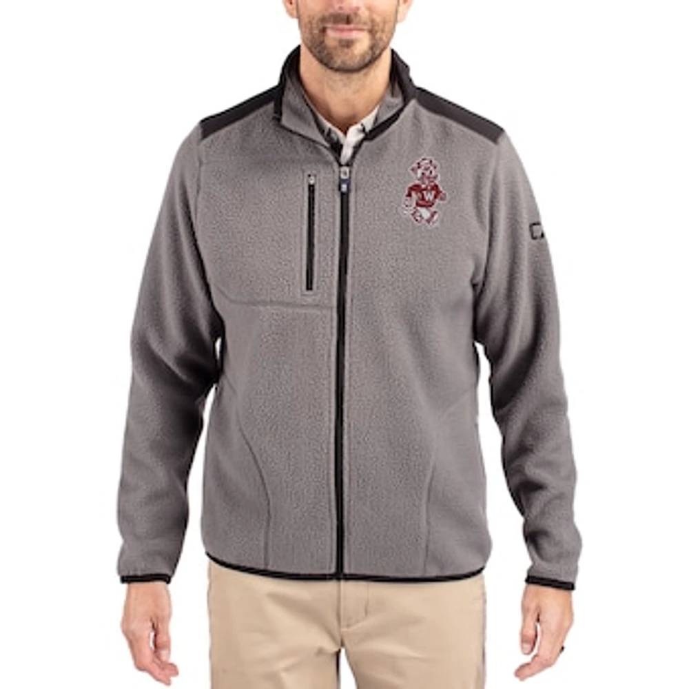 Men's Cutter & Buck Gray Washington State Cougars Cascade Eco Fleece Full-Zip Jacket