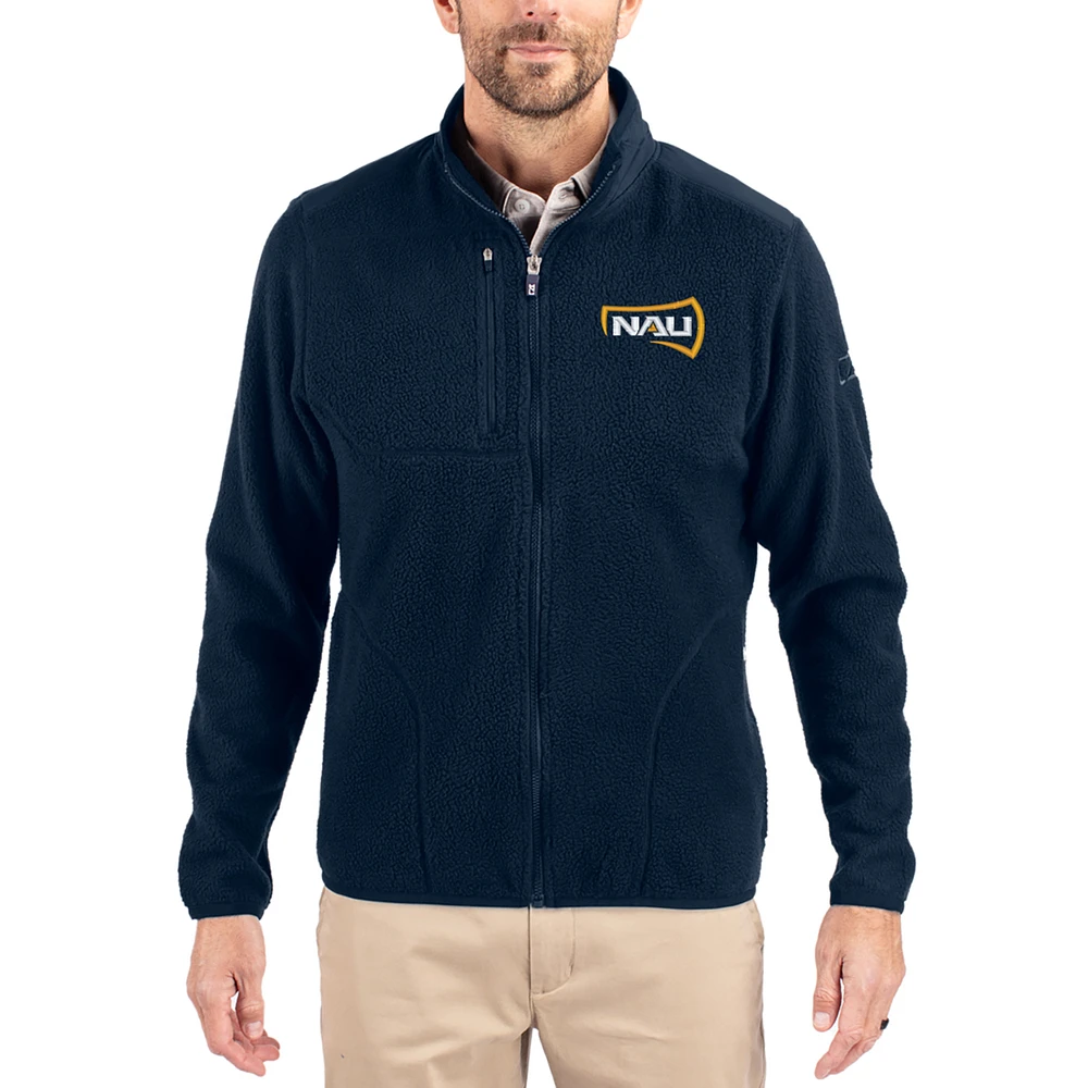 Men's Cutter & Buck Navy Northern Arizona Lumberjacks Cascade Eco Fleece Full-Zip Jacket
