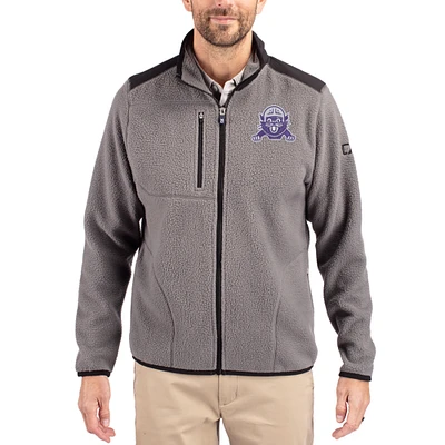 Men's Cutter & Buck Gray Northwestern Wildcats Cascade Eco Fleece Full-Zip Jacket