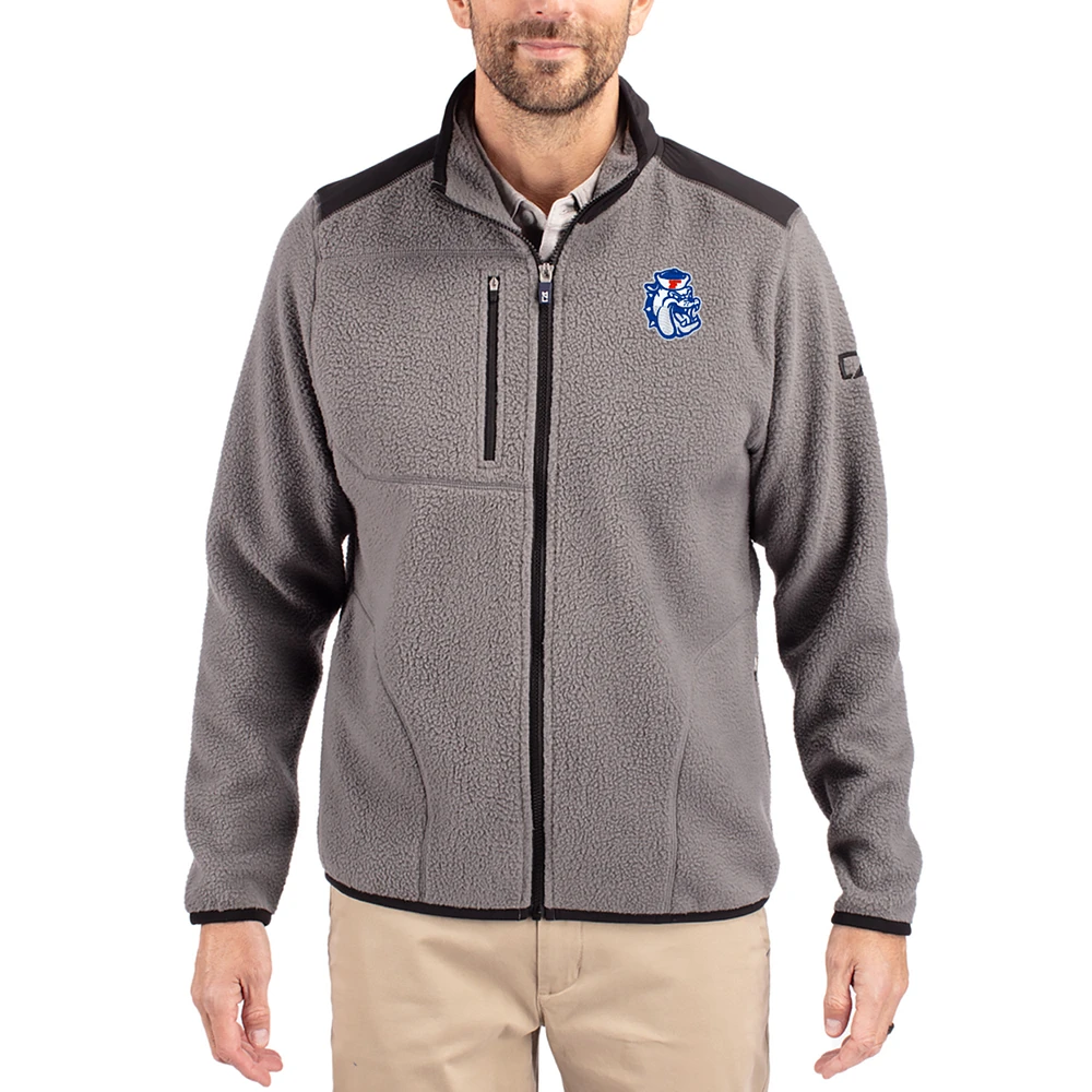 Men's Cutter & Buck Gray Fresno State Bulldogs Cascade Eco Fleece Full-Zip Jacket
