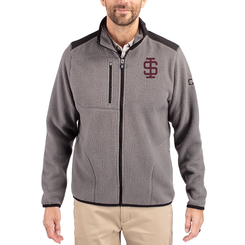 Men's Cutter & Buck Gray Southern Illinois Salukis Cascade Eco Fleece Full-Zip Jacket