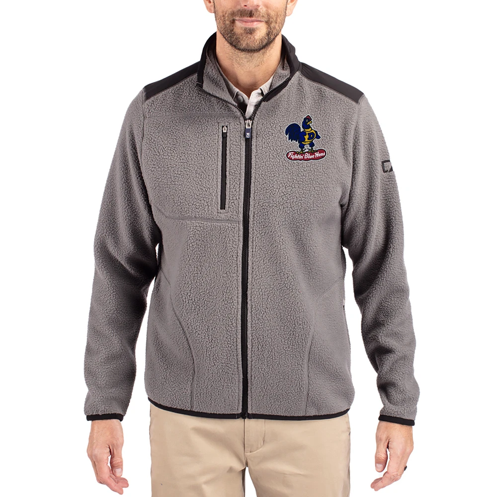 Men's Cutter & Buck Gray Delaware Fightin' Blue Hens Cascade Eco Fleece Full-Zip Jacket